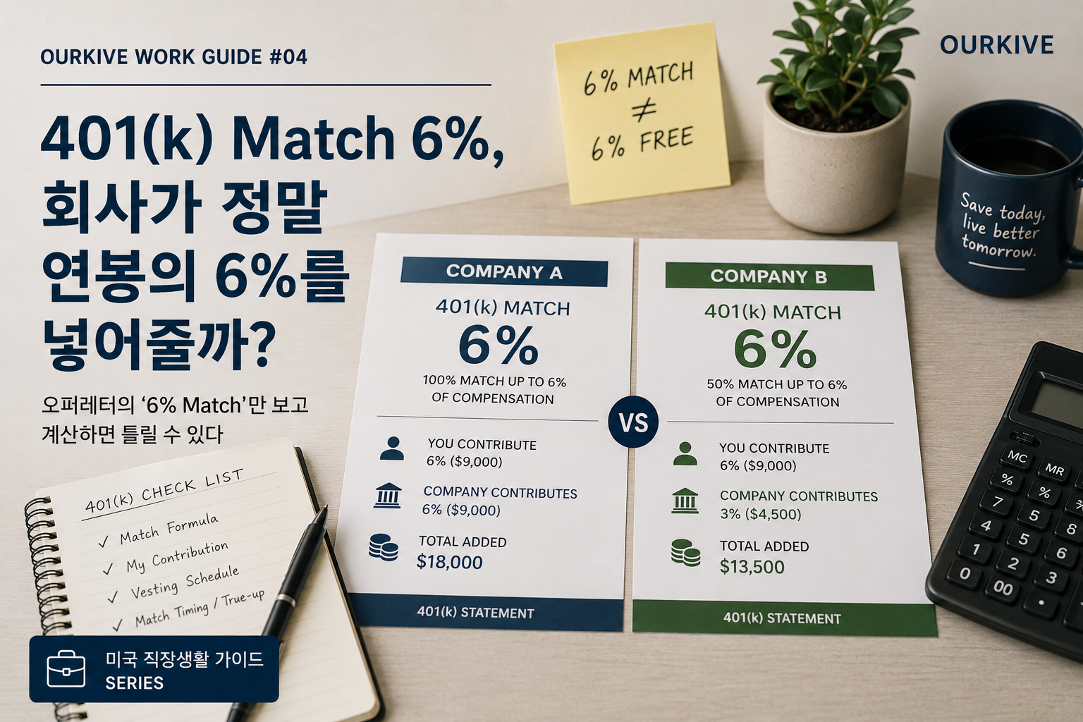 🧑🏻💻401(k) Match 6%, 회사가 정말 연봉의 6%를 주는 걸까?